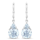 7.52 Carat Genuine Baby Swiss Blue Topaz and Blue Topaz .925 Sterling Silver Earrings