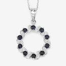 1.30 Carat Genuine Blue Sapphire and White Topaz .925 Sterling Silver Pendant