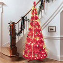 6FT Red Pre-Lit Christmas Tree with 150 LED Lights & Ornaments