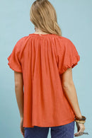 Umgee Gathered V-Neck Top