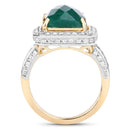 5.18 Carat Dyed Emerald and White Topaz .925 Sterling Silver Ring