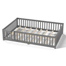 Montessori Floor Bed with Safety Guardrails and Lockable Door