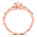 0.54 Carat Genuine Morganite and White Diamond 14K Rose Gold Ring