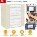 2Pcs Clothes Storage Bag 90L Large Capacity Foldable Closet Organizer with Thick Fabric Clear Window Dual-Zipper for Clothes Comforters Blankets Beddi