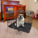30inches Dogs Crate Folding Metal Pets Crates Double Door Puppy Cage Easy Set Up