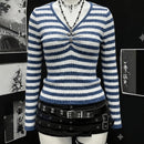Plus-size Womens Sexy Ribbed V-neck Long-sleeve