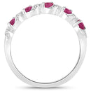 0.69 Carat Genuine Ruby and White Topaz .925 Sterling Silver Ring