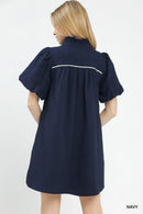 Umgee Puff Sleeve Textured Babydoll Dress