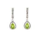 .88ct Peridot Diamond Dangle Earrings 14KT White Gold