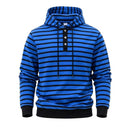 Mens Loose-Fit Striped Hoodie With Three Buttons