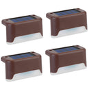 4Pcs Solar Powered LED Step Lights Outdoor IP55 Waterproof Dusk To Dawn Sensor Fence Lamps For Stairs Yard Railing