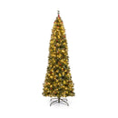 5/6/7/8/9 FT Pre-Lit Artificial Hinged Slim Pencil Christmas Tree