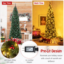 5/6/7/8/9 FT Pre-Lit Artificial Hinged Slim Pencil Christmas Tree