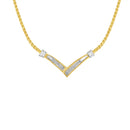 10K Yellow and White Gold 1/2 Cttw Princess Cut Diamond Channel-Set “V†Shape 18" Franco Chain Necklace (H-I Color, SI2-I1 Clarity)
