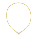 10K Yellow and White Gold 1/2 Cttw Princess Cut Diamond Channel-Set “V†Shape 18" Franco Chain Necklace (H-I Color, SI2-I1 Clarity)