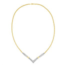 14K Yellow and White Gold 2.0 Cttw Princess Cut Diamond Flared and X-Station V Shaped 18†Franco Chain Statement Necklace (H-I Color, SI2-I1 Clarity)