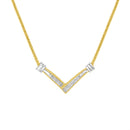 14K Yellow and White Gold 1/4 Cttw Princess Cut Diamond Channel-Set “V†Shape 18" Pendant Necklace (H-I Color, SI2-I1 Clarity)