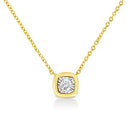 10K Yellow Gold Plated .925 Sterling Silver 1/10 Cttw Miracle Set Round Diamond Square Box Shape 18" Pendant Necklace (K-L Color, I2-I3 Clarity)