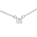 14K White Gold 1/4 Cttw Lab Grown Oval Solitaire Diamond East West 18" Pendant Necklace (G-H Color, VS2-SI1 Clarity)