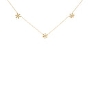 10K Yellow Gold 1/8 Cttw Diamond Floral Station Chain Necklace (I-J Color, I1-I2 Clarity)