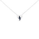 .925 Sterling Silver Blue Diamond Broken Heart Pendant Necklace (H-I Color, I1-I2 Clarity) - 18" Inches
