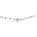 14K White Gold 1/2 Cttw Diamond Bezel Station Paperclip Chain Necklace (H-I Color, SI1-SI2 Clarity) - 18"