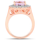 5.48 Carat Genuine Kunzite and White Topaz .925 Sterling Silver Ring