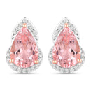 2.37 Carat Genuine Morganite and White Diamond 14K Rose Gold Earrings