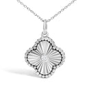 10K White Gold Diamond Accent Clover Fluted Pendant Necklace
