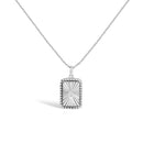 10K White Gold Diamond Accent Rectangular Shape Medallion Pendant Necklace