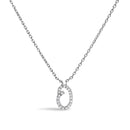 10K White Gold Diamond Accent "A" Initial Script Style Pendant Necklace