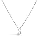10K White Gold Diamond Accent "A" Initial Script Style Pendant Necklace