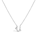 10K White Gold Diamond Accent "A" Initial Script Style Pendant Necklace
