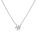 10K White Gold Diamond Accent "A" Initial Script Style Pendant Necklace