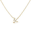 10K White Gold Diamond Accent "A" Initial Script Style Pendant Necklace