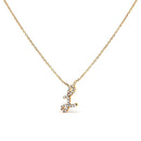 10K White Gold Diamond Accent "A" Initial Script Style Pendant Necklace