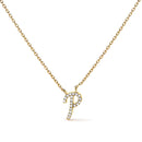 10K White Gold Diamond Accent "A" Initial Script Style Pendant Necklace
