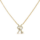 10K White Gold Diamond Accent "A" Initial Script Style Pendant Necklace