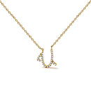 10K White Gold Diamond Accent "A" Initial Script Style Pendant Necklace