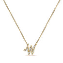 10K White Gold Diamond Accent "A" Initial Script Style Pendant Necklace