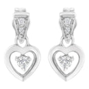 14K White Gold 1/6 Cttw Diamond Dangle Heart Stud Earrings (H-I, SI2-I1)