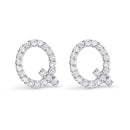 10K White Gold 1/10 Cttw Diamond Initial “A†Stud Earring
