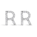 10K White Gold 1/10 Cttw Diamond Initial “A†Stud Earring