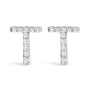 10K White Gold 1/10 Cttw Diamond Initial “A†Stud Earring