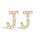 10K White Gold 1/10 Cttw Diamond Initial “A†Stud Earring