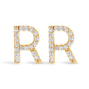 10K White Gold 1/10 Cttw Diamond Initial “A†Stud Earring