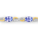 1.81 Carat Genuine Tanzanite and White Topaz .925 Sterling Silver Bracelet