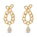 14K Yellow Gold Plated .925 Sterling Silver 1/10 Cttw Diamond Chain Link Teardrop Dangle Earrings (H-I Color, I1-I2 Clarity)