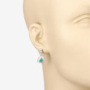 1.39 Carat Genuine Zambian Emerald and White Diamond 14K White Gold Earrings