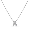 10K White Gold Diamond Accent "A" Initial Bubble Pendant Necklace